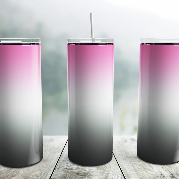 Pink Gray Ombre Tumbler Wrap PNG, 20 oz Skinny Tumbler Sublimation Design Template, Seamless Tumbler Wrap, Gradient Tumbler Png