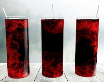 Red Smoke Tumbler Png, 20 oz Skinny Tumbler Wrap Sublimation Design Straight Tapered Template, Background Smokey Tumbler, Téléchargement numérique