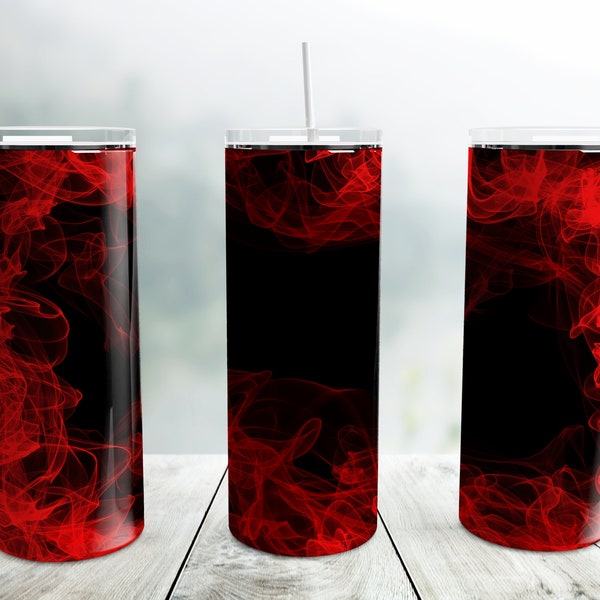 Red Smoke Tumbler Png, 20 oz Skinny Tumbler Wrap Sublimation Design Straight Tapered Template, Background Smokey Tumbler, Digital Download