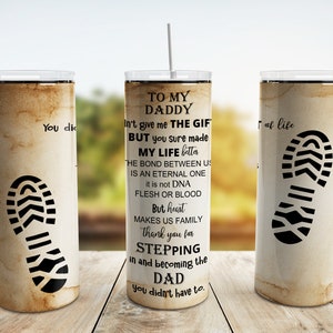 Bonus Dad Daddy Step Dad Quote Tumbler Wrap PNG, Fathers Day 20 oz Skinny Tumbler Sublimation Design Straight Tapered Template
