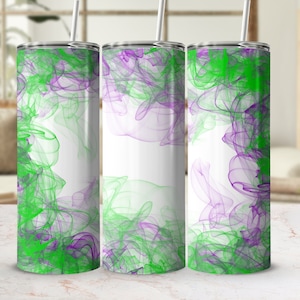 Grün Lila Rauch Tumbler Png, 20 oz Skinny Tumbler Wrap Sublimation Design Gerade Verjüngte Vorlage, Hintergrund Smokey Tumbler