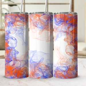 Vaso de humo azul naranja png, 20 oz flaco envoltura de vaso diseño de sublimación plantilla cónica recta, vaso ahumado de fondo