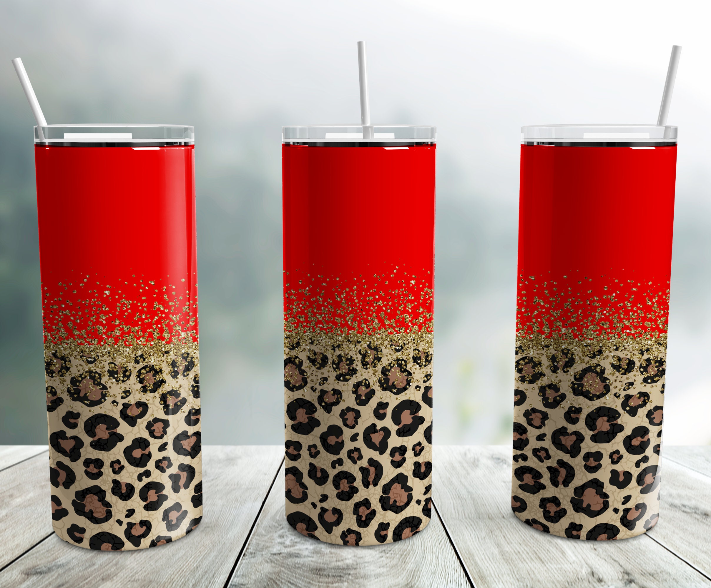 White and Silver Leopard Print Custom Glitter Stainless Steel Tumbler –  Dragonfly Drinkware & Designs