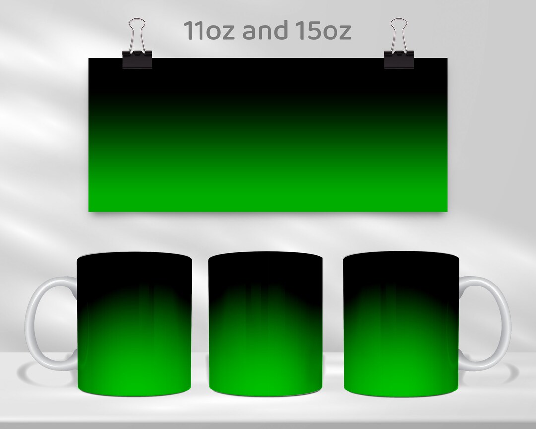Green Ombre Mug Sublimation Template Black to Green 11oz & Etsy