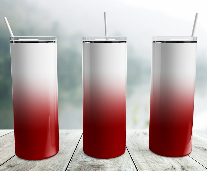 Maroon Ombre Tumbler Wrap PNG White to Maroon 20 Oz Skinny Etsy
