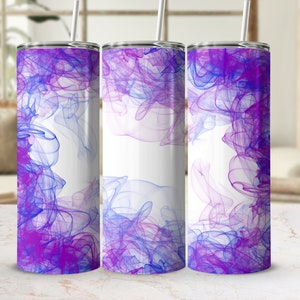 Vaso de humo azul púrpura Png, 20 oz flaco envoltura de vaso diseño de sublimación plantilla cónica recta, vaso ahumado de fondo