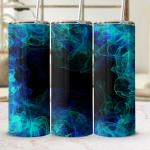 Turquoise Blue Smoke Tumbler Png, 20 oz Skinny Tumbler Wrap Sublimation Design Straight Tapered Template, Background Smokey Tumbler