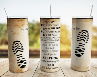 Bonus Dad Tumbler Wrap PNG, Día del Padre 20 oz Skinny Tumbler Sublimation Design Straight Tapered Template, descarga digital