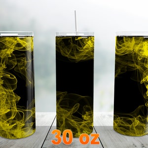 Yellow Smoke Tumbler Png, 30 oz Skinny Tumbler Wrap Sublimation Design Straight Tapered Template, Background Smokey Tumbler