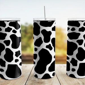 Cow Print Full Tumbler Wrap PNG, 20 oz Skinny Tumbler Sublimation Design Straight Tapered Template, Digital Download