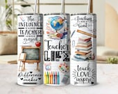 Teacher Tumbler Wrap PNG, Teacher Appreciation 20 oz Skinny Tumbler Sublimation Design Template, Back To School, Digital Download