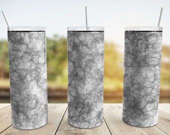 Envoltura de vaso de mármol gris PNG, mármol gris 20 oz Flaco Diseño de sublimación de vaso Plantilla cónica recta, descarga digital
