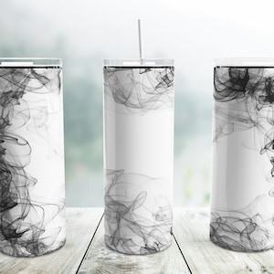 Schwarzer Rauch Tumbler Png, 20 oz Skinny Tumbler Wrap Sublimation Design gerade konische Vorlage, Hintergrund Smokey Tumbler, digitaler Download