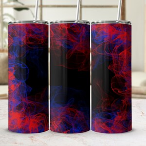 Vaso de humo azul rojo Png, 20 oz flaco envoltura de vaso diseño de sublimación plantilla cónica recta, vaso ahumado de fondo