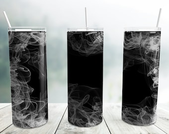 White Smoke Tumbler Png, 20 oz Skinny Tumbler Wrap Sublimation Design Straight Tapered Template, Background Smokey Tumbler, Téléchargement numérique