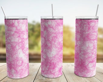 Pink Marble Tumbler Wrap PNG, 20 oz Skinny Tumbler Sublimation Design Straight Tapered Template, Digital Download