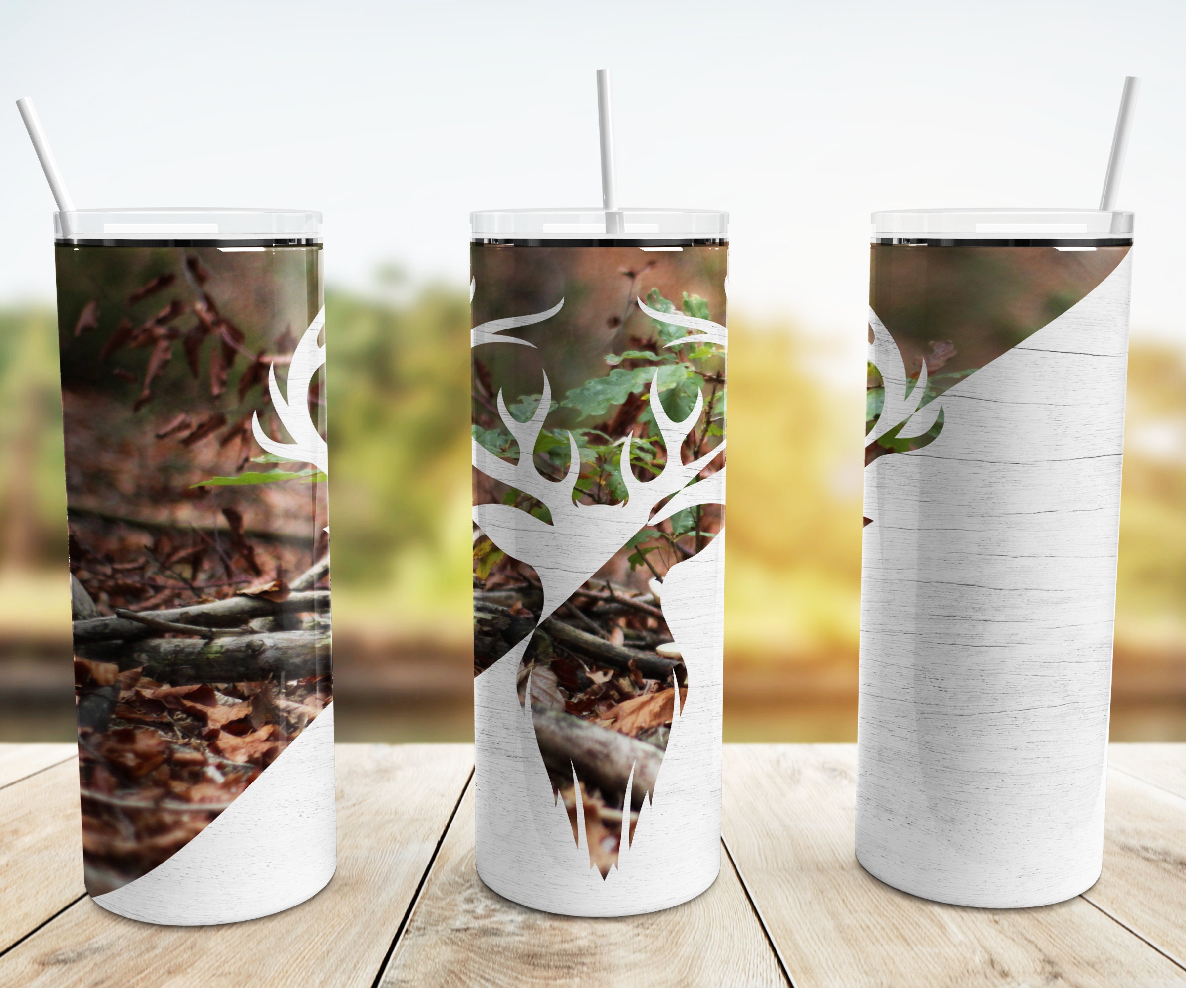Camp Deer Camo and Wood Tumbler Wrap PNG, 20 Oz Skinny Tumbler ...