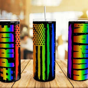 Human LGBT Tumbler Wrap PNG, 20 oz Skinny Tumbler Gay Pride Flag Rainbow Black Glitter Sublimation Design Straight Tapered Template