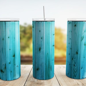 Teal Wood Tumbler Wrap PNG, 20 oz Skinny Tumbler Sublimation Design Straight Tapered Template, Seamless Tumbler Wrap, Digital Download