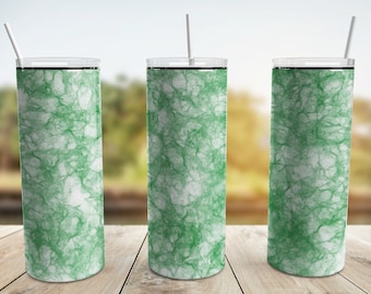 Green Marble Tumbler Wrap PNG, 20 oz Skinny Tumbler Sublimation Design Straight Tapered Template, Digital Download