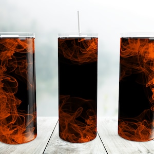 Orange Smoke Tumbler Png, 20 oz Skinny Tumbler Wrap Sublimation Design Straight Tapered Template, Background Smokey Tumbler