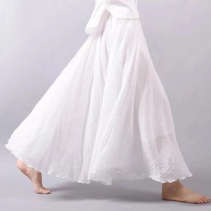 HENRIETTE - Long flowing boho chic skirt in natural linen and cotton material