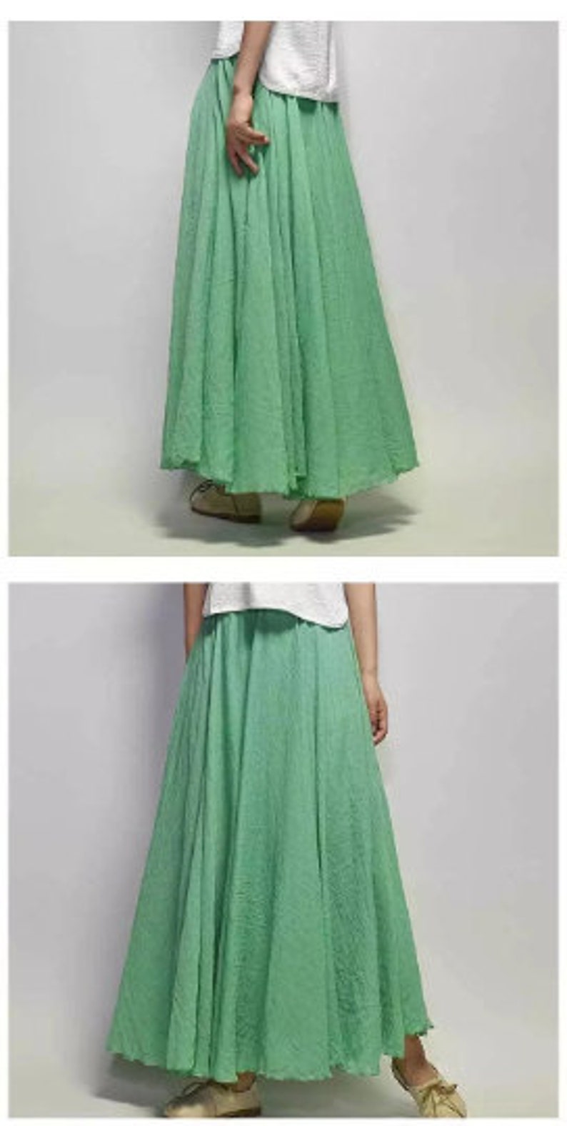 HENRIETTE Long Flowing Boho Chic Skirt Natural Linen and Cotton