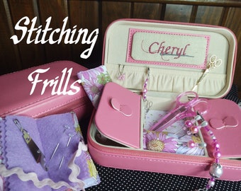 Cross Stitch Notions Box, Scissors and Notions Included, Notions Box, Orts Tray, Stitching Frills, Cross Stitch Storage