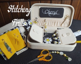 Cross Stitch Notions Box, Daisy, Scissors and Notions Included, Notions Box, Project Bags, Stitching Frills, Cross Stitch Storage