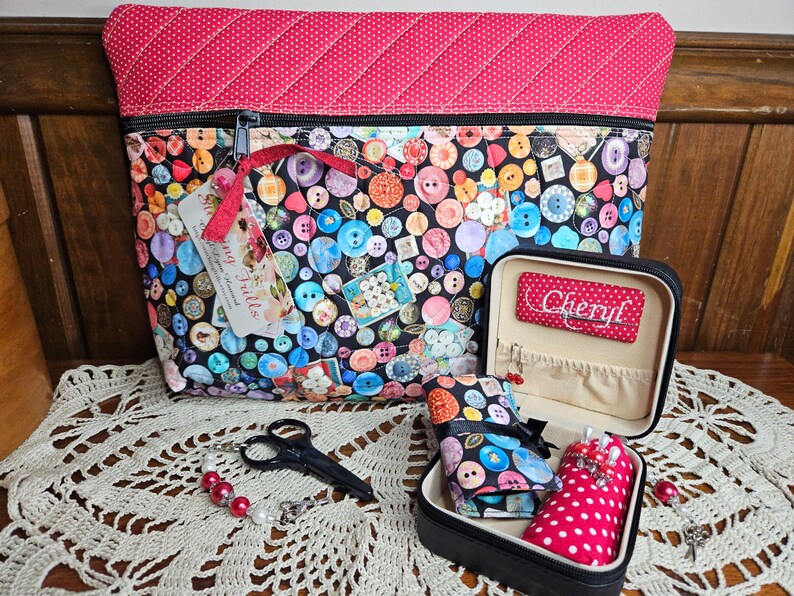 Cross Stitch Notions Box, Scissors and Notions Included, Notions Box, Wool Pincushion, Cross Stitch, Cross Stitch Storage, Stitching Frills image 4