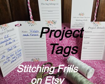 Cross Stitch Project Tags, Project Bag ID, Pattern Name, Stitching Organizer