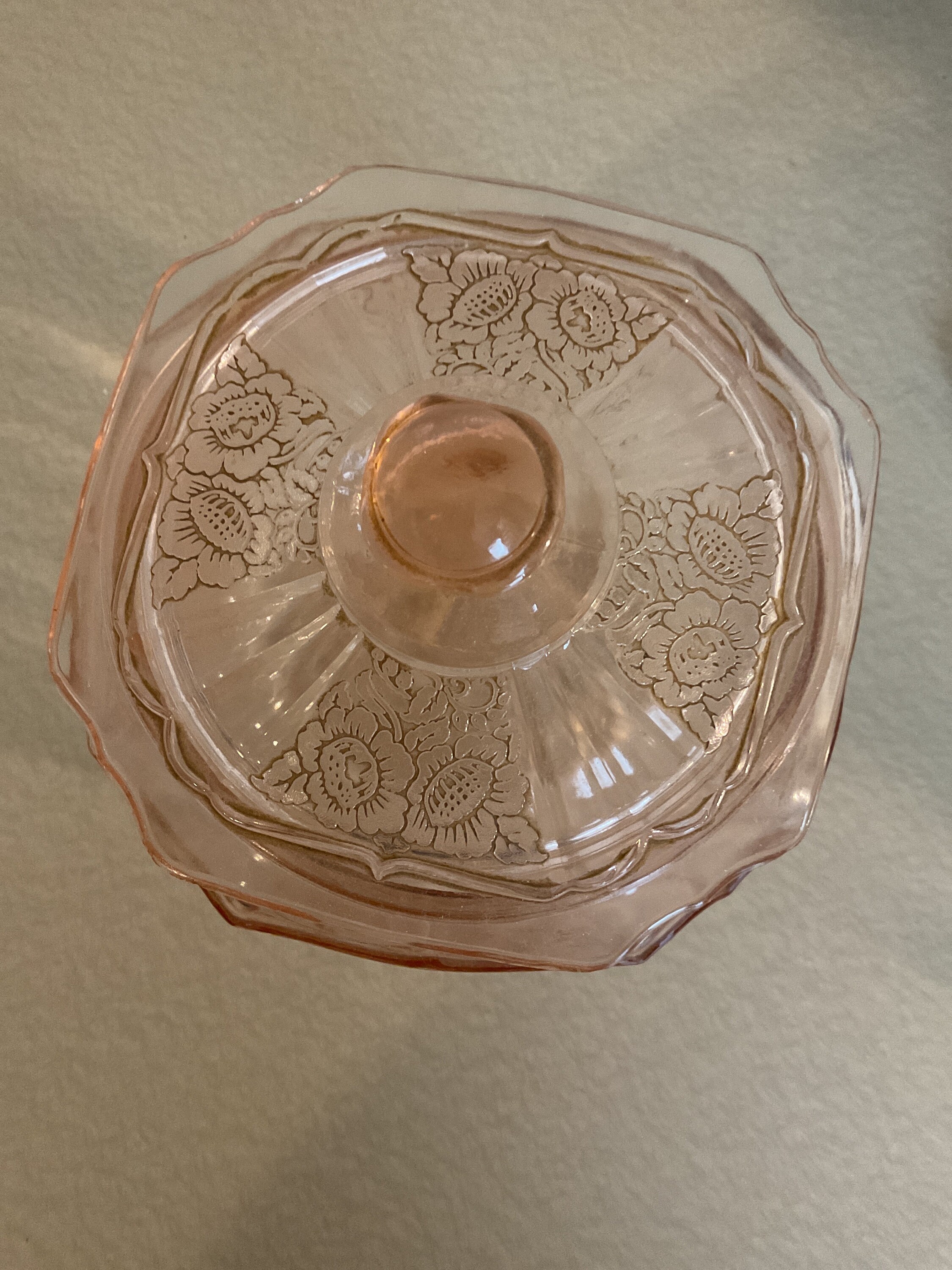 Mayfair Pink Depression Glass Cookie Jar Pattern is Open Rose Etsy Canada