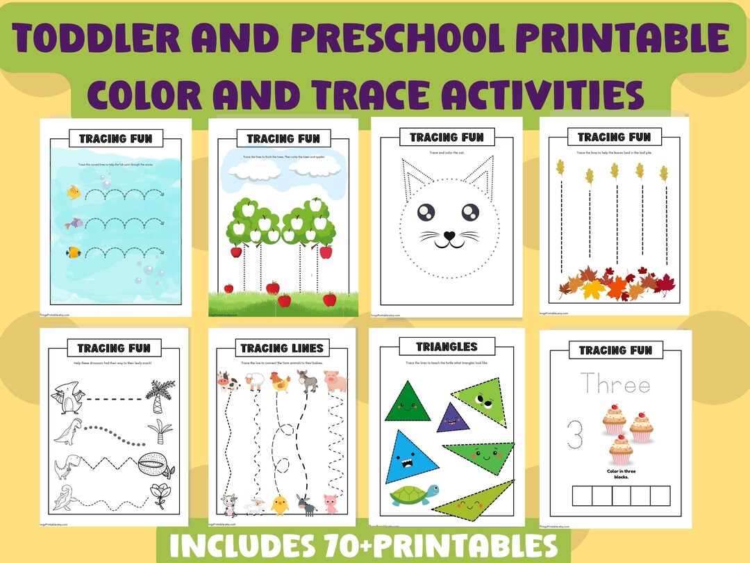 Preschool Tracing Worksheets/ Daily Activity Sheets for Daycare/ Hand