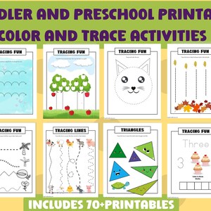 Preschool Tracing Worksheets/ Daily activity sheets for daycare/ Hand-eye coordination/  Fine motor skills practice/ Shape recognition