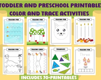 Werkbladen voor het traceren van kleuters/Dagelijkse activiteitenbladen voor de kinderopvang/Hand-oogcoördinatie/Oefening van fijne motoriek/Vormherkenning