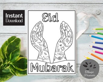 AFDRUKBARE Eid-kleurkaart, Dua Eid-kaart, Eid-kaart voor kinderen, Eid kleur je eigen kaart, DIY Print & Kleur