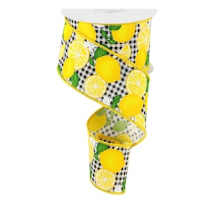 Lemon Check Wired Ribbon by the Roll 1.5