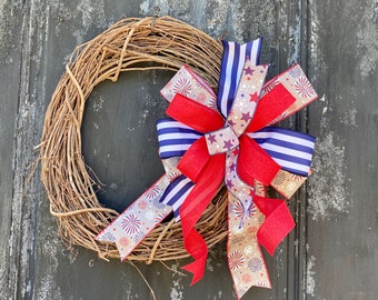 Patriotic Wreath Bow: 4th of July Decor, Lantern Embellishment