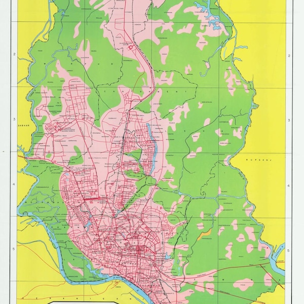 Dhaka Guide Map 1987 (Bangladesh) Two-sided