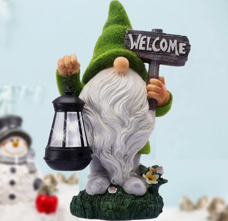 Gnomes Garden Decorations With Solar LED Lights Garden Gnomes Etsy