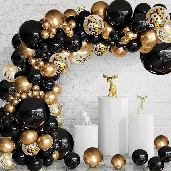 Gold and Black Confetti Balloons Etsy