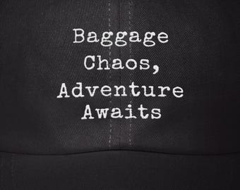 Adventure Awaits Dad Cap: Funny Travel Quote, Wanderlust Hat