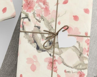 Inpakpapier kersenbloesem, Cadeaupapier bloemen, Botanisch papier, Elegante inpakvellen, Decoratieve cadeauverpakking, Japanse stijl