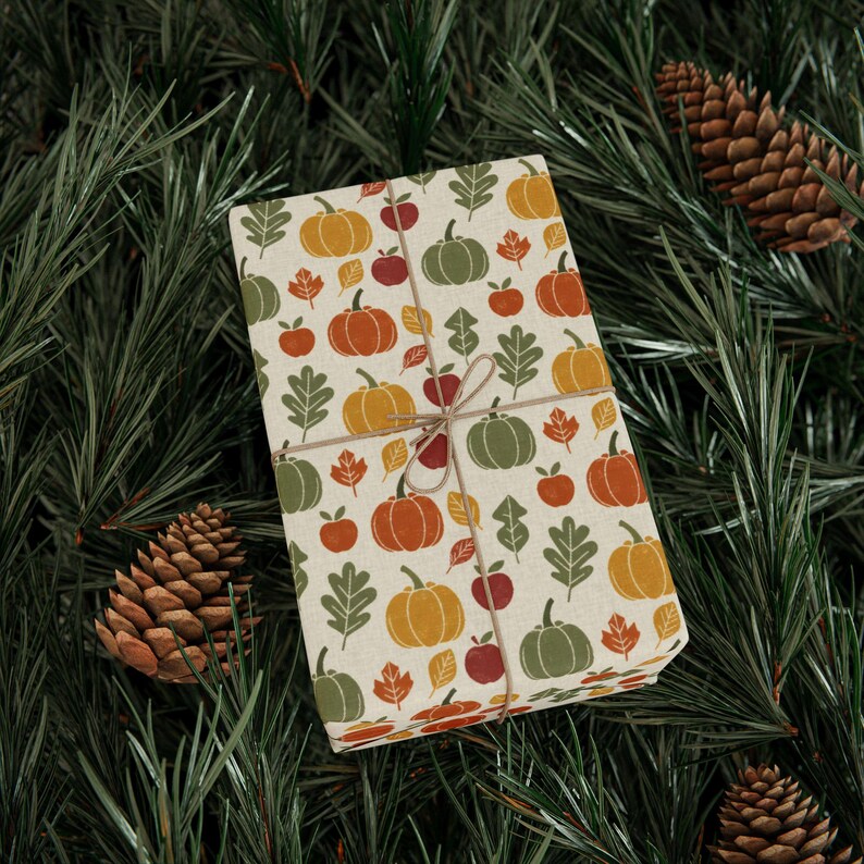Pumpkin Wrapping Paper, Fall Gift Wrap Roll for Thanksgiving, Autumn ...