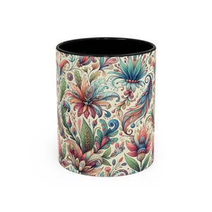 Flowers and Butterfly Coffee Mug, Kitchen Decor, Gift for Mom, Tea Cup, Unique Coffee Mug, Botanical Design