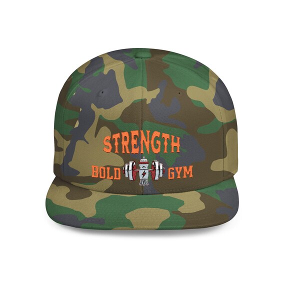 Bold Gym Snapback Hat: Strength Camo Baseball Cap