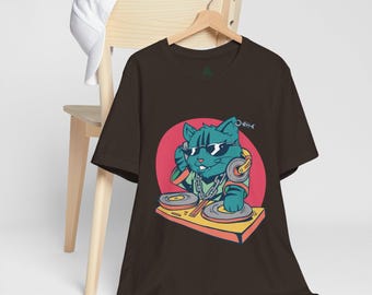 Cat DJ T-Shirt: Funny Feline Music Lover Graphic Tee