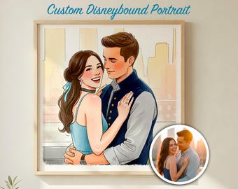 Disney Style Portrait | Disney Bounding Couple Illustration | Watercolor