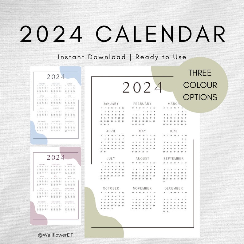 Aesthetic 2025 Full Year Calendar Instant Download Printable Etsy