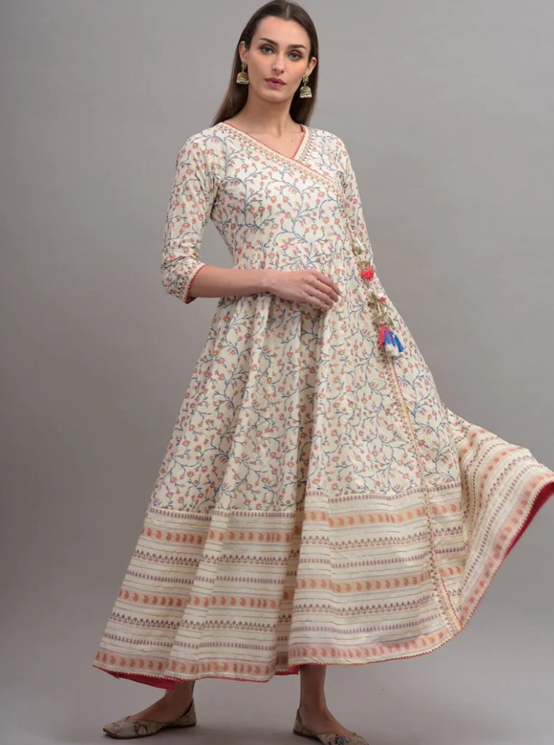 Women's Black Floral Anarkali Kurta